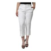 Witte Bloemenbrokaat Cropped Broek Dolce & Gabbana , White , Dames