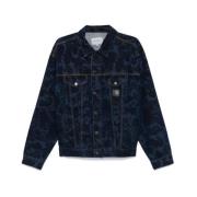 Indigo Camo Denim Jack Carhartt Wip , Blue , Heren