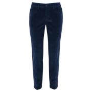 Blauwe Fluwelen Broek Slim Fit Re-Hash , Blue , Heren