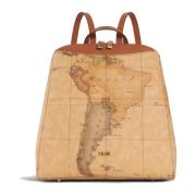 Klassieke Geo Print Rugzak met Logo Alviero Martini 1a Classe , Brown ...