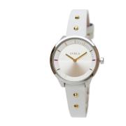 Wit Leren Quartz Horloge met Stalen Kast Furla , White , Dames