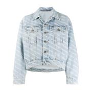 Denim Logo Print Blauwe Jas Alexander Wang , Blue , Dames