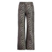 Leopard Print Straight-Leg Jeans Ganni , Multicolor , Dames