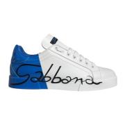 Casual Leren Lage Sneakers Dolce & Gabbana , White , Heren