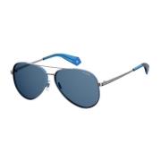 Blauwe Metalen Frame Dames Zonnebril Polaroid , Blue , Dames