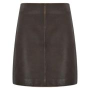 Bruine Leren Minirok Max Mara Weekend , Brown , Dames