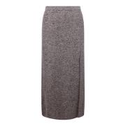 Mélange effect midi rok met split Baum und Pferdgarten , Gray , Dames