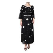 Zwarte Zijden Daisy Maxi Jurk Dolce & Gabbana , Black , Dames