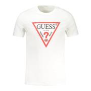 Slim Fit T-shirt met Korte Mouwen Guess , White , Heren