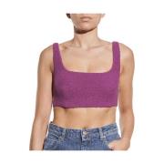 Bouclé Katoenen Mouwloze Top Pinko , Purple , Dames