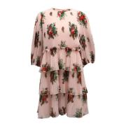 Bloemen Geplooide Mini Jurk Ganni , Pink , Dames