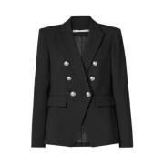 Dubbelrijige Grain de Poudre Blazer Veronica Beard , Black , Dames