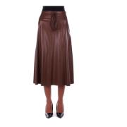 Bruine Rok met Rits en Band Detail H2O , Brown , Dames