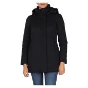 Hooded Pufferjack van Stretchstof Dekker , Black , Dames