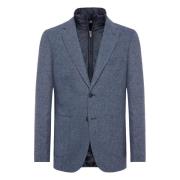 Micro Fancy Wool Afneembare Bib Blazer Boggi Milano , Blue , Heren