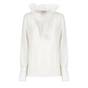 Witte zijden blouse met geplooide details Antonelli Firenze , White , ...