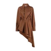 Bruine Katoenen Blouse Mini Jurk The Attico , Brown , Dames