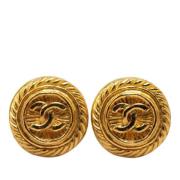 Pre-owned Fabric earrings Chanel Vintage , Yellow , Dames