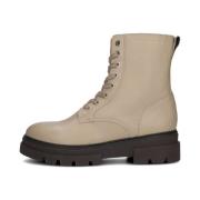 Zwarte Bicolor Veterschoenen van Leer Tommy Hilfiger , Beige , Dames