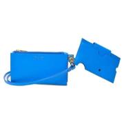 Blauwe Leren Schoudertas Off White , Blue , Heren