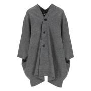 Grijze Wollen Cape met V-hals Junya Watanabe , Gray , Dames