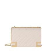 Ivoorwit leren schoudertas Elisabetta Franchi , Beige , Dames