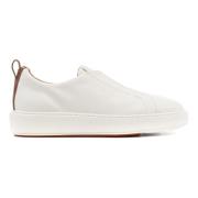 Leren sneakers met rubberen zool Santoni , White , Dames