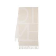 Monogram Jacquard Wollen Sjaal - Wit TotêMe , Beige , Dames