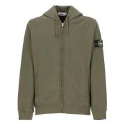 Groene Katoenen Hoodie met Rits Stone Island , Green , Heren