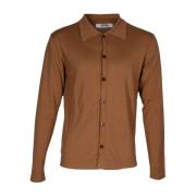 Heren Cardigan Katoenen Overhemd Italië Mauro Grifoni , Brown , Heren