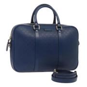 Pre-owned Leather briefcases Gucci Vintage , Blue , Dames