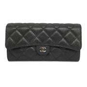 Pre-owned Leather wallets Chanel Vintage , Black , Dames