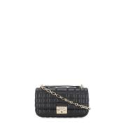 Zwarte leren schoudertas met klep Michael Kors , Black , Dames