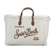 Gebreide Shopper Tas met Franjes MC2 Saint Barth , White , Dames