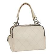 Pre-owned Leather handbags Chanel Vintage , White , Dames