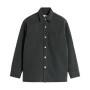 Zwarte Gewassen Denim Overshirt Ami Paris , Black , Heren