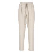 Beige wolblend trekkoordbroek Antonelli Firenze , Beige , Dames