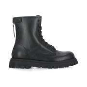 Zwarte Leren Laarzen met Rubberen Zool Woolrich , Black , Dames