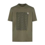 Tekst Print Logo T-Shirt in Groen Moncler , Green , Heren