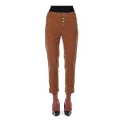 Bruine Slim Fit Broek met Zijlogo Dondup , Brown , Dames