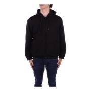 Zwarte hoodie met voorlogo rits Emporio Armani , Black , Heren