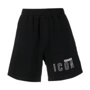 Logo Print Bermuda Shorts Dsquared2 , Black , Heren