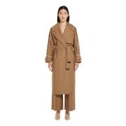 Karamel Katoenen Waterdichte Trenchcoat Max Mara , Beige , Dames