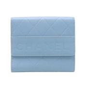 Pre-owned Leather wallets Chanel Vintage , Blue , Dames