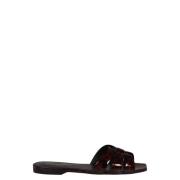 Schildpadprint Lakleren Muiltjes Saint Laurent , Brown , Dames