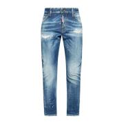 Blauwe Verfspatten Skinny Jeans Dsquared2 , Blue , Heren