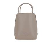 Grijze Leren Handtas met Geborduurd Logo Chloé , Gray , Dames