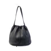 Handgemaakte leren emmer tas Majo , Black , Dames