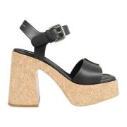 Zwarte Sandaal met Dikke Hak en Enkelband Stella McCartney , Black , D...