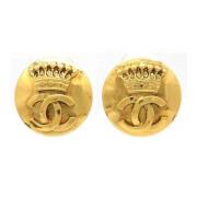 Pre-owned Metal earrings Chanel Vintage , Yellow , Dames